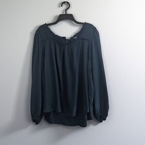 Angels Jeans Xl Blouse Dark Teal Boho Peasant Top Flowy